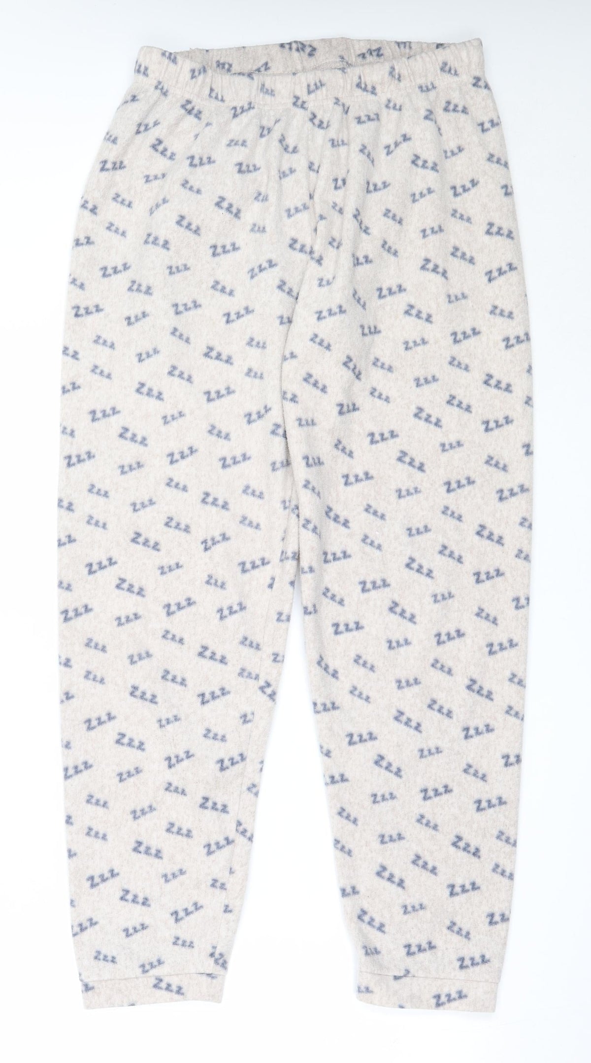 Front view of Primark women’s beige solid polyester capri pyjama pants, size S