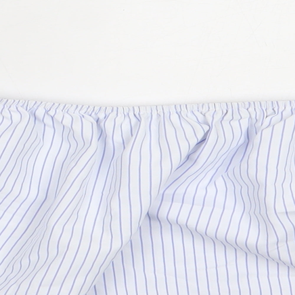 Quiz Womens White Striped Polyester Basic Blouse Size 10 Off the Shoulder