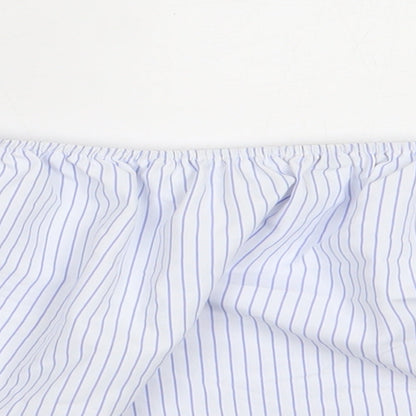 Quiz Womens White Striped Polyester Basic Blouse Size 10 Off the Shoulder
