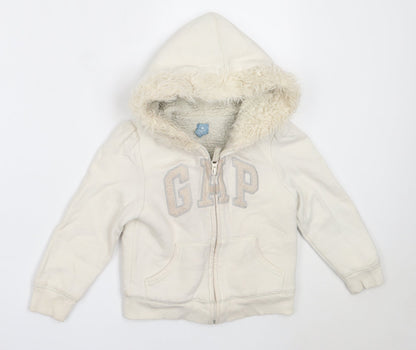 Additional front view of Gap girls’ ivory jacket, size 5, years