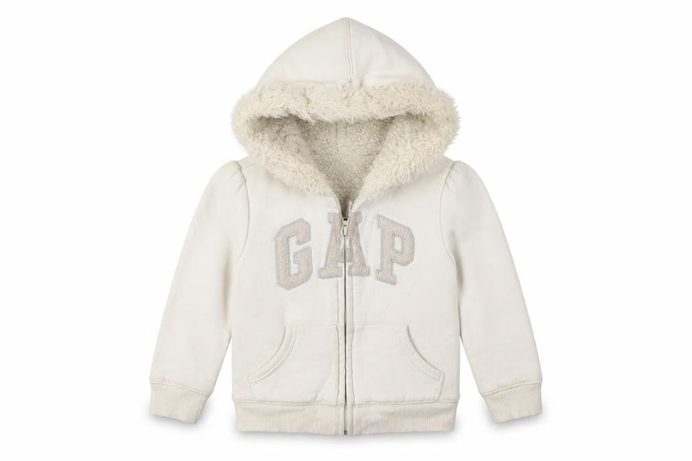 Front view of Gap girls’ ivory jacket, size 5, years