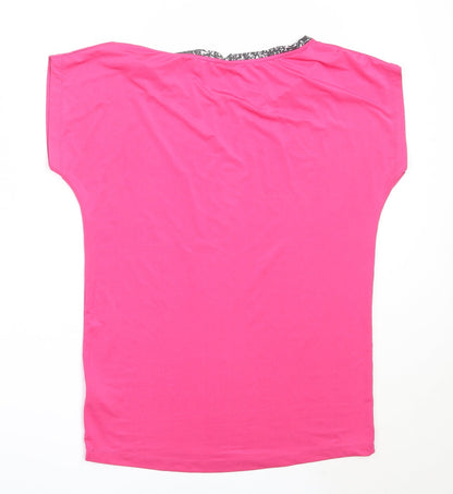 TRBEKA Womens Pink  Polyester Basic T-Shirt Size M Round Neck