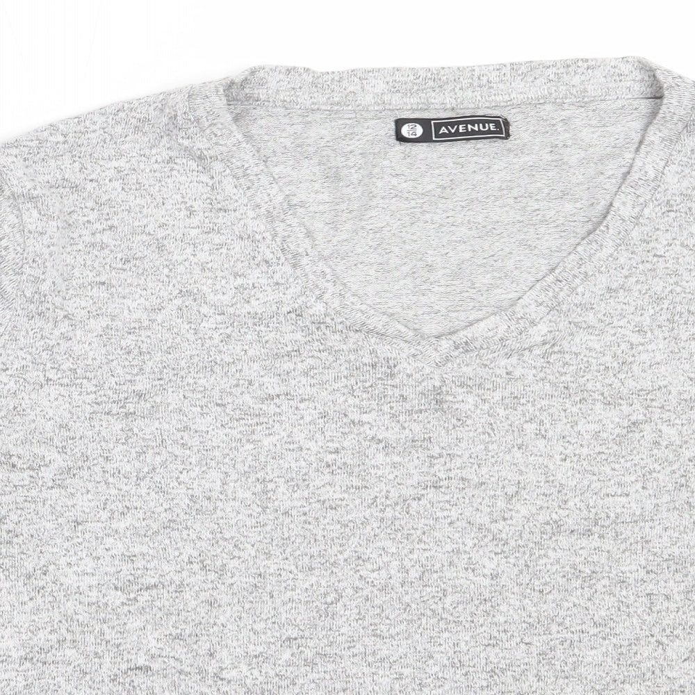 Avenue Womens Grey V-Neck  Viscose Pullover Jumper Size 12