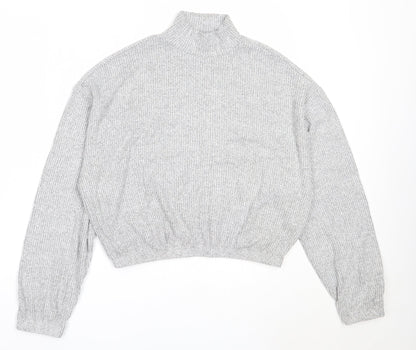 Garage Womens Grey High Neck  Rayon Pullover Jumper Size M