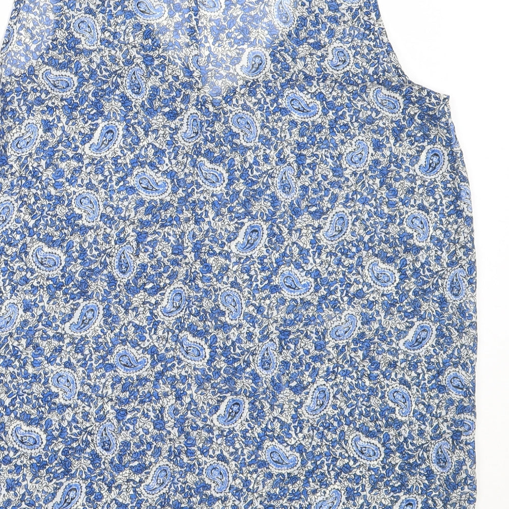 F&F Womens Blue Geometric Polyester Basic Blouse Size 12 V-Neck