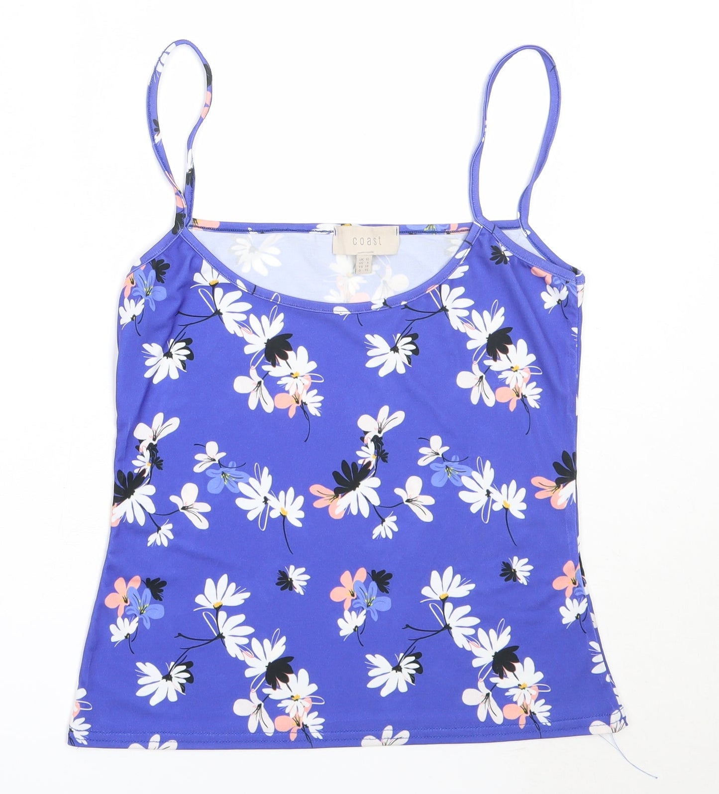 Coast Womens Blue Floral Polyester Camisole Blouse Size 10 Round Neck