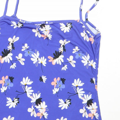 Coast Womens Blue Floral Polyester Camisole Blouse Size 10 Round Neck