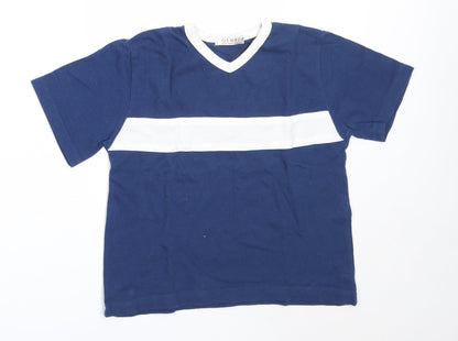 George Boys Blue  Cotton Basic T-Shirt Size 5-6 Years V-Neck
