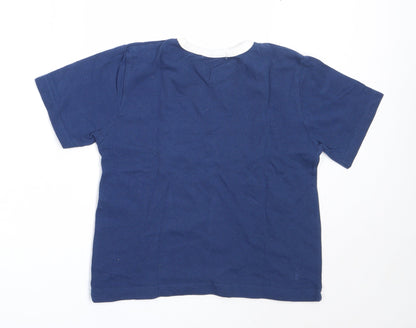 George Boys Blue  Cotton Basic T-Shirt Size 5-6 Years V-Neck