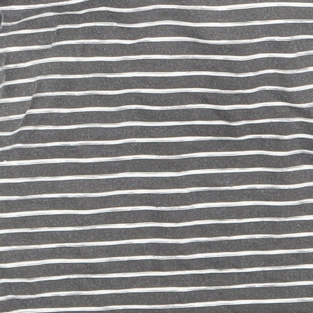 TU Boys Grey Striped Cotton Basic T-Shirt Size 6-9 Months Round Neck
