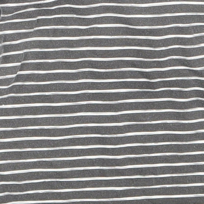 TU Boys Grey Striped Cotton Basic T-Shirt Size 6-9 Months Round Neck