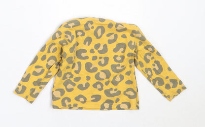 TU Girls Yellow Animal Print Cotton Basic T-Shirt Size 6-9 Months Round Neck