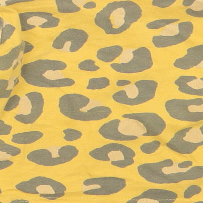 TU Girls Yellow Animal Print Cotton Basic T-Shirt Size 6-9 Months Round Neck