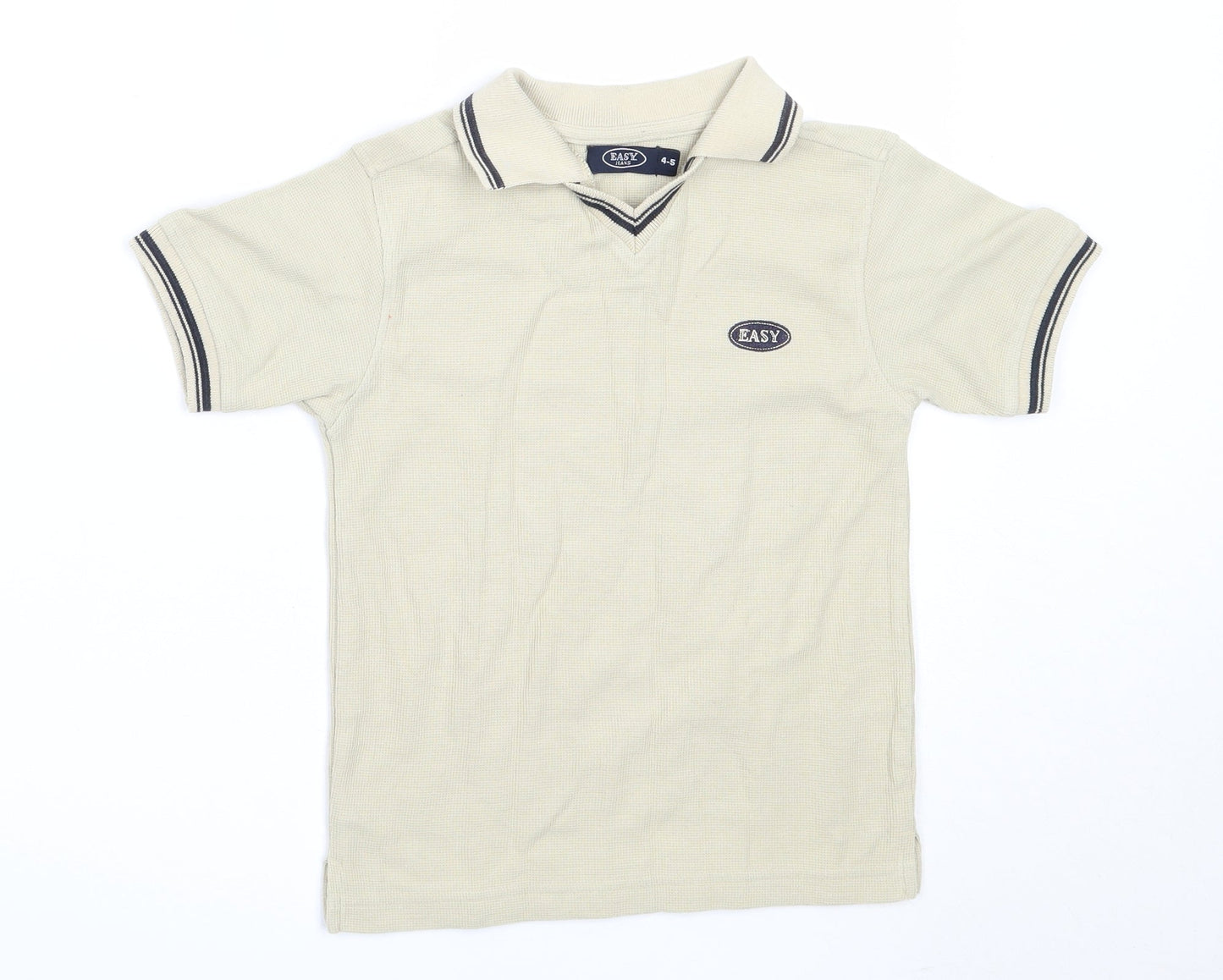 Easy Boys Beige  Cotton Basic Polo Size 4-5 Years Collared