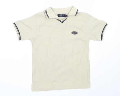 Easy Boys Beige  Cotton Basic Polo Size 4-5 Years Collared