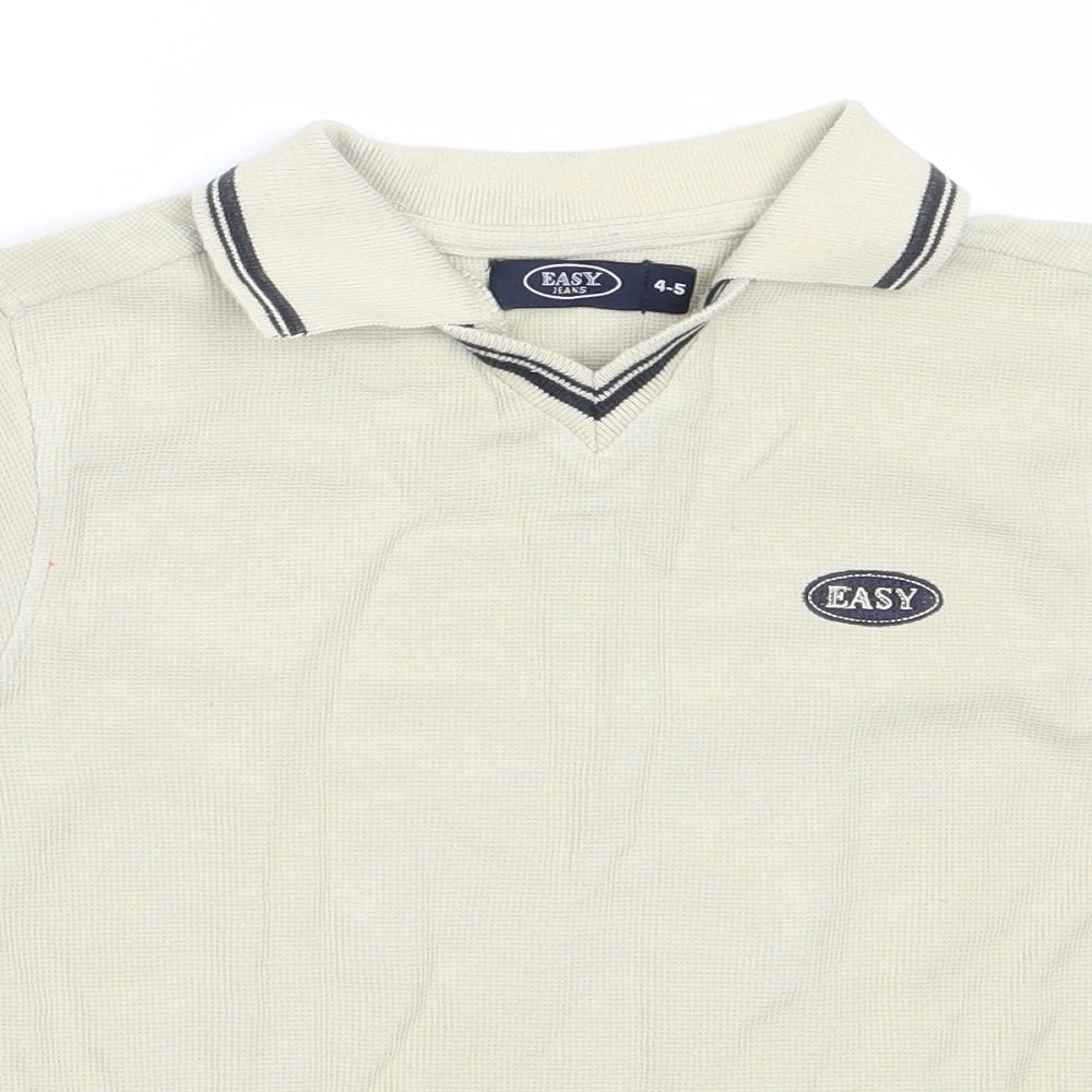 Easy Boys Beige  Cotton Basic Polo Size 4-5 Years Collared