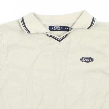 Easy Boys Beige  Cotton Basic Polo Size 4-5 Years Collared