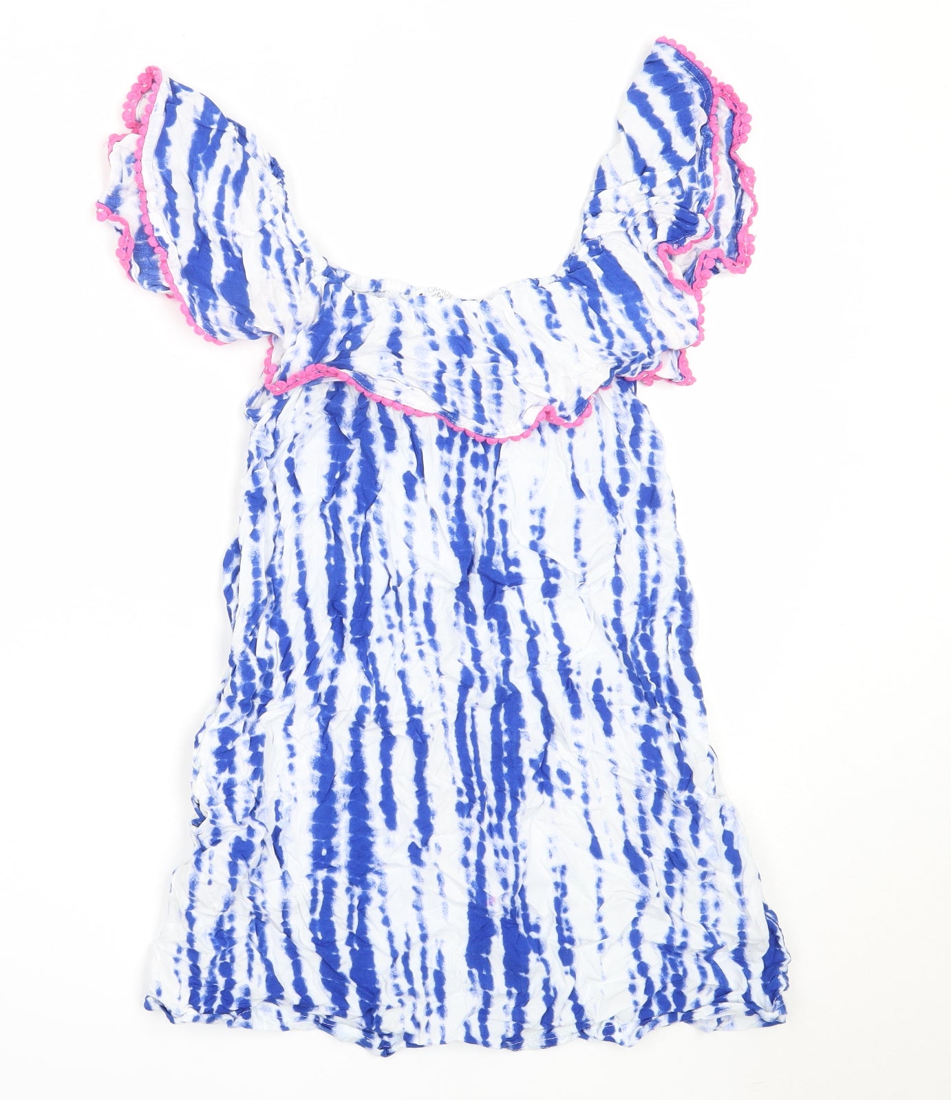 Candy Couture Girls Blue  Viscose Shift  Size 13 Years  Off the Shoulder