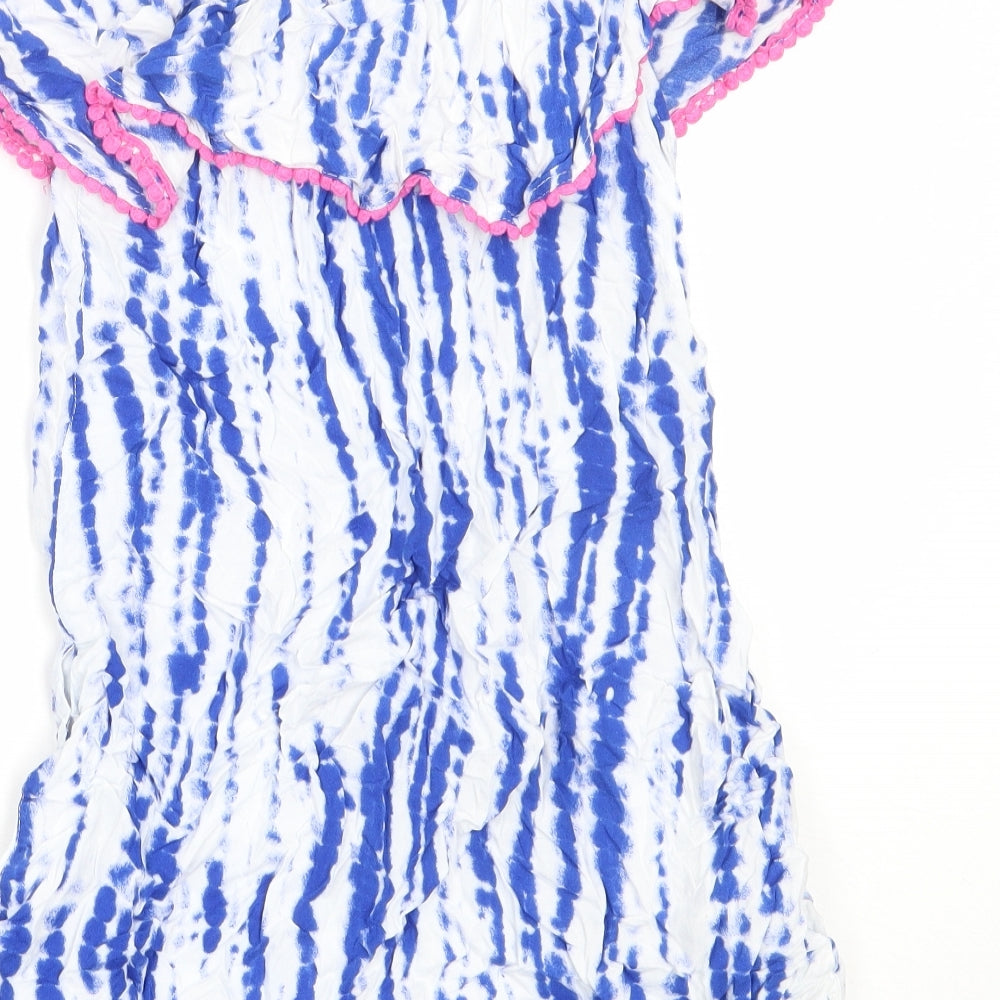 Candy Couture Girls Blue  Viscose Shift  Size 13 Years  Off the Shoulder