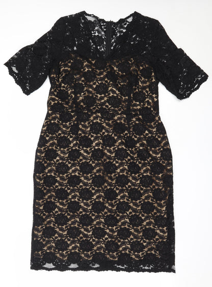 Preworn Womens Black  Polyamide Shift  Size 14  V-Neck