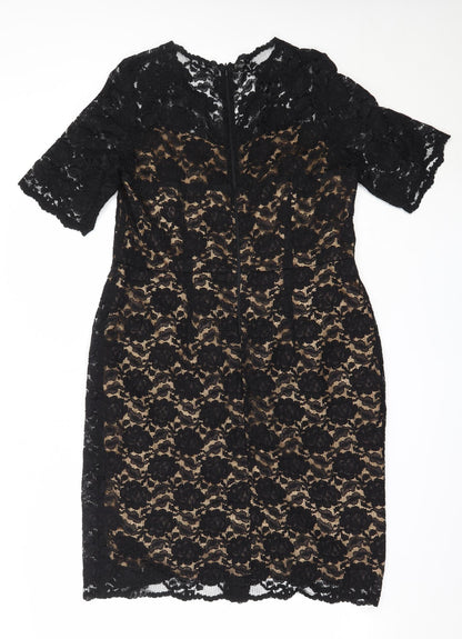 Preworn Womens Black  Polyamide Shift  Size 14  V-Neck
