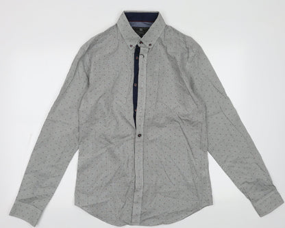 Mens UK Size S Marks and Spencer Blue  Button-Up Long Sleeve Casual Shirt