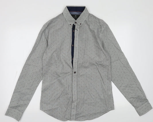 Mens UK Size S Marks and Spencer Blue  Button-Up Long Sleeve Casual Shirt
