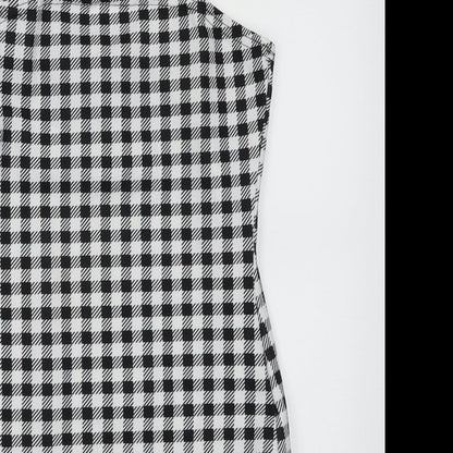 SheIn Womens White Check Polyester Bodycon  Size XS  Scoop Neck Pullover