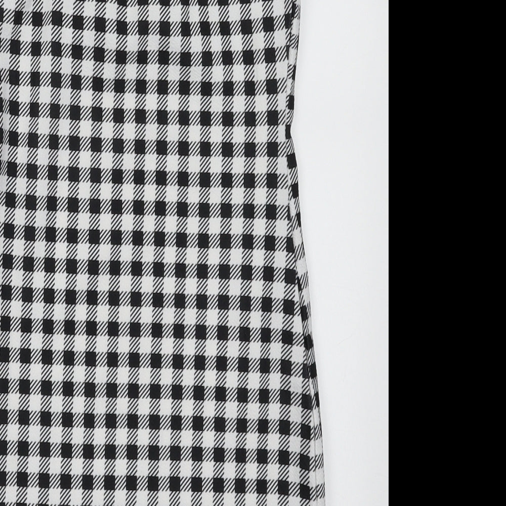 SheIn Womens White Check Polyester Bodycon  Size XS  Scoop Neck Pullover