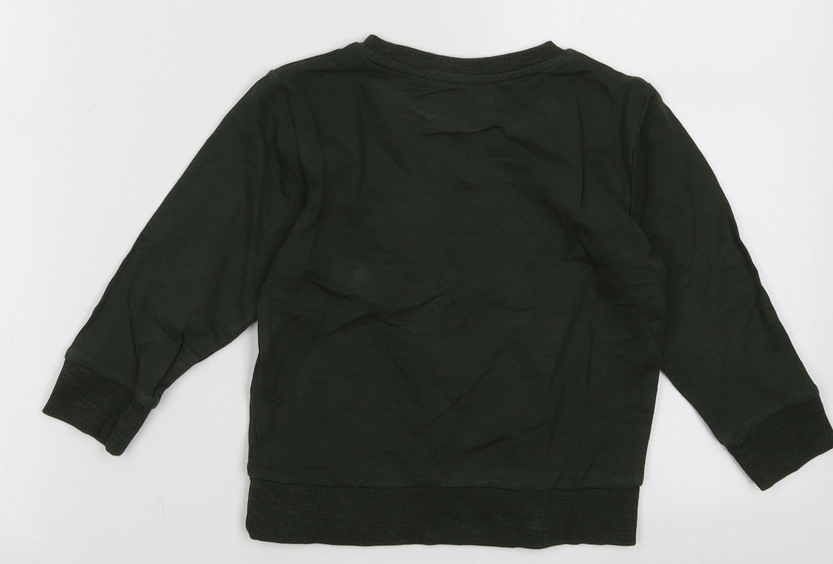 Back view of Next boys’ green cotton pullover sweatshirt, size 2, years pullover - zebra