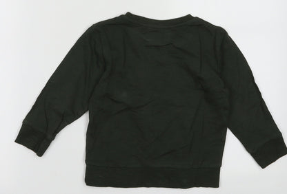 Back view of Next boys’ green cotton pullover sweatshirt, size 2, years pullover - zebra