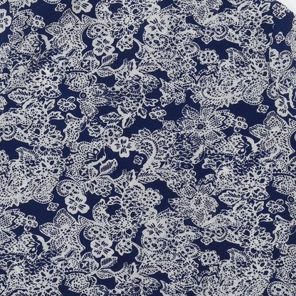 EWM Womens Blue Geometric Polyester Basic Button-Up Size 12 Collared