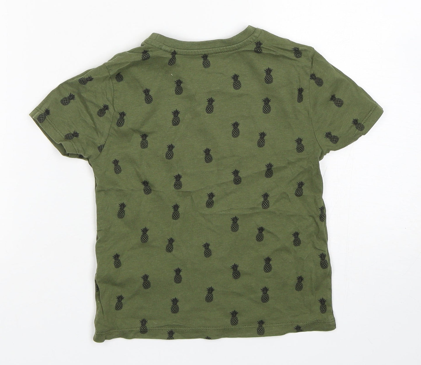 primarks  Girls Green Geometric Cotton Basic T-Shirt Size 2-3 Years Crew Neck Pullover - be kind be cool