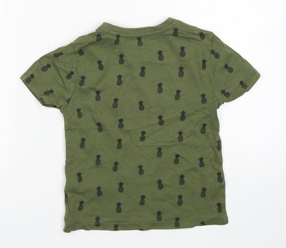 primarks  Girls Green Geometric Cotton Basic T-Shirt Size 2-3 Years Crew Neck Pullover - be kind be cool