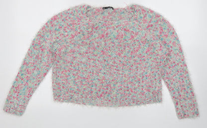 George Womens Pink Crew Neck  Acrylic Pullover Jumper Size 12