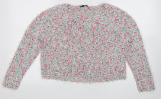 George Womens Pink Crew Neck  Acrylic Pullover Jumper Size 12