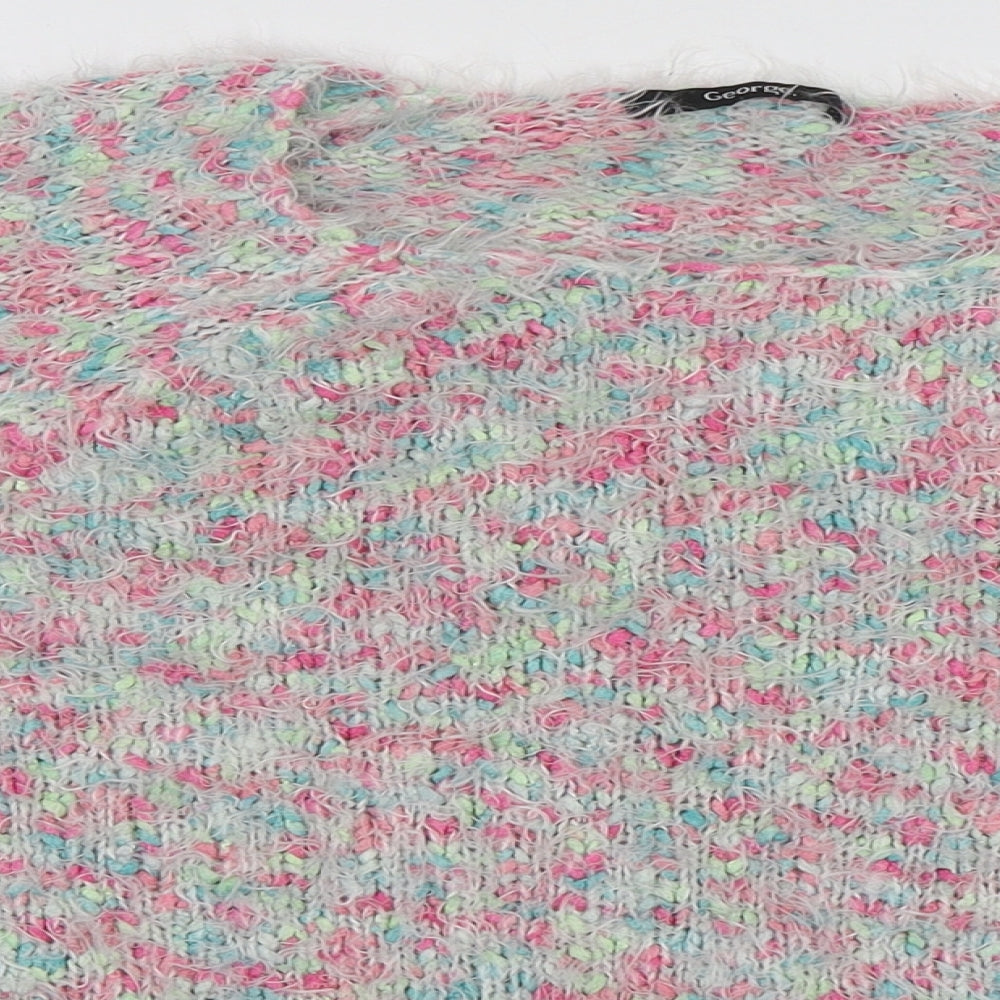 George Womens Pink Crew Neck  Acrylic Pullover Jumper Size 12
