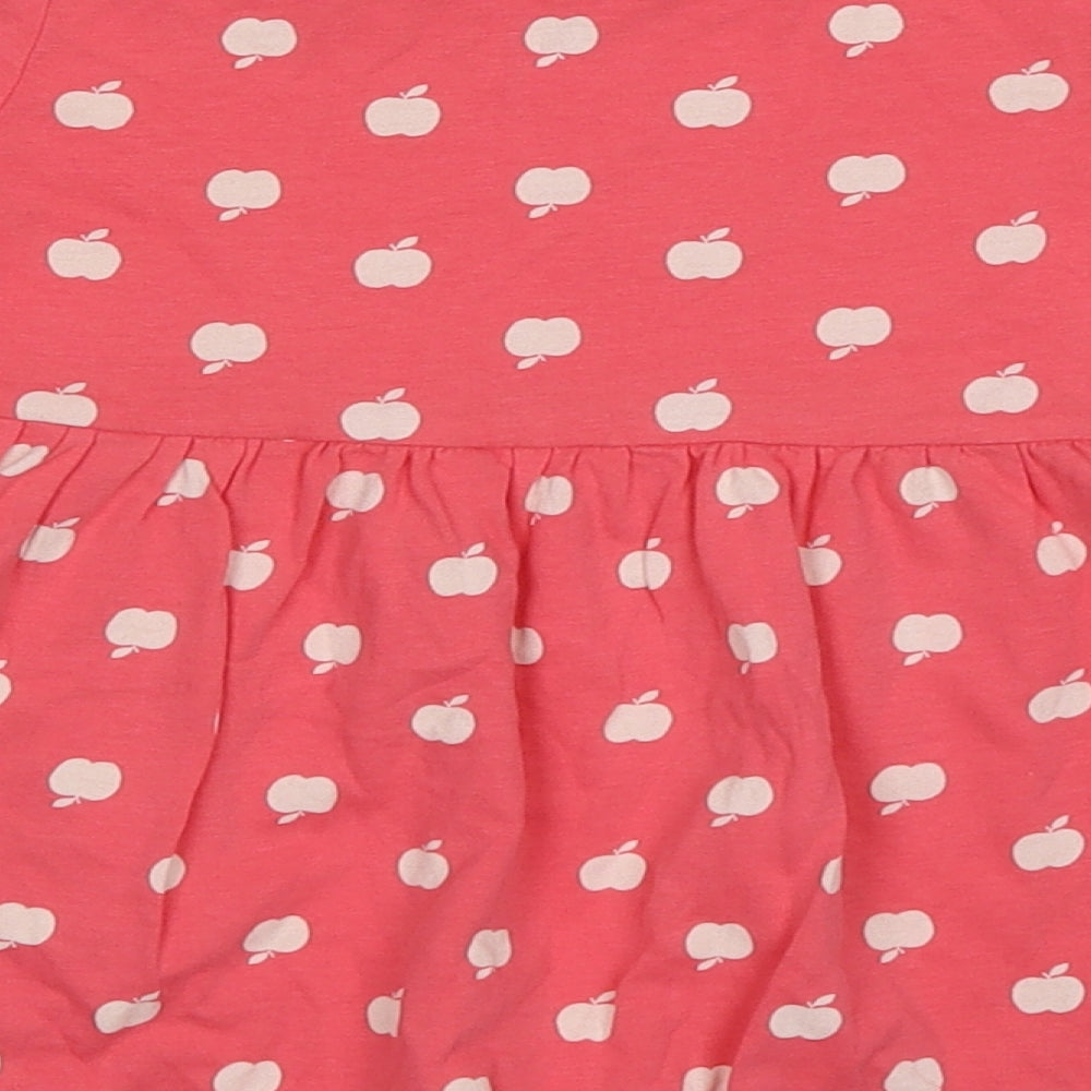 George Girls Pink Polka Dot Cotton A-Line  Size 2 Years  Crew Neck Pullover - Apple Print
