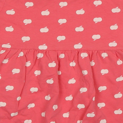 George Girls Pink Polka Dot Cotton A-Line  Size 2 Years  Crew Neck Pullover - Apple Print
