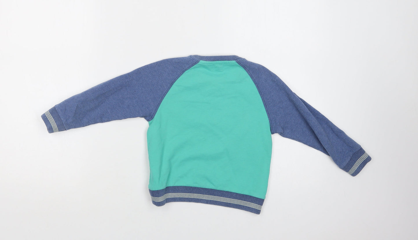 No Added Sugar Boys Blue Colourblock Cotton Pullover Sweatshirt Size 4 Years
