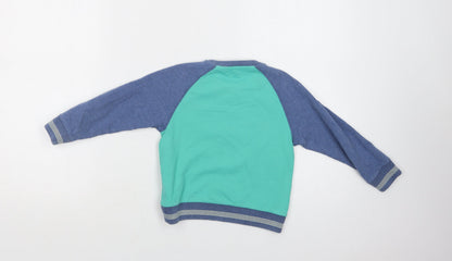 No Added Sugar Boys Blue Colourblock Cotton Pullover Sweatshirt Size 4 Years