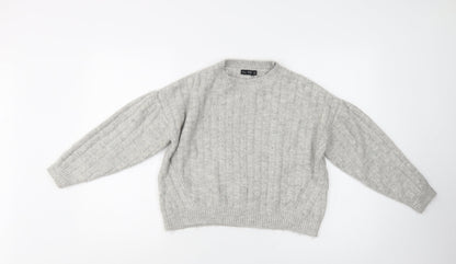 F&F Womens Grey Crew Neck  Acrylic Pullover Jumper Size 8