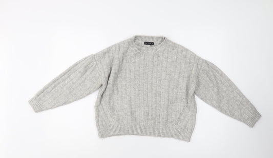 F&F Womens Grey Crew Neck  Acrylic Pullover Jumper Size 8