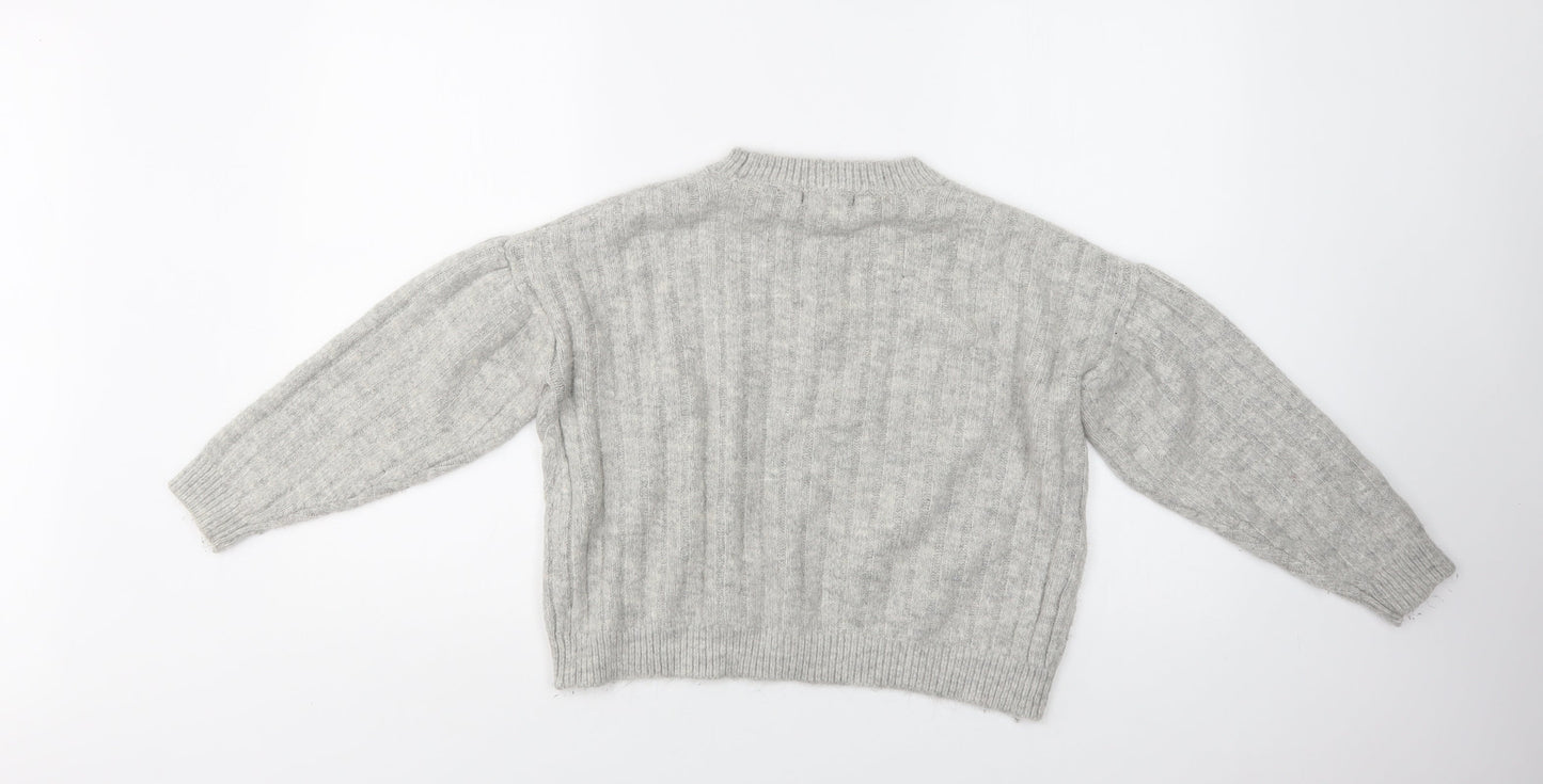 F&F Womens Grey Crew Neck  Acrylic Pullover Jumper Size 8