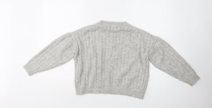 F&F Womens Grey Crew Neck  Acrylic Pullover Jumper Size 8