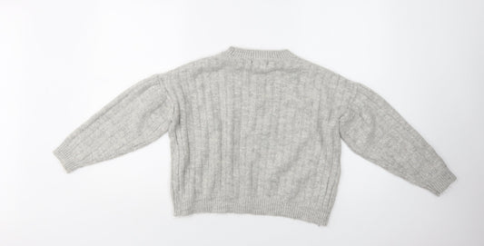 F&F Womens Grey Crew Neck  Acrylic Pullover Jumper Size 8