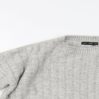 F&F Womens Grey Crew Neck  Acrylic Pullover Jumper Size 8