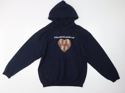 Gildan Womens Blue  Cotton Pullover Hoodie Size L   - Northumberland