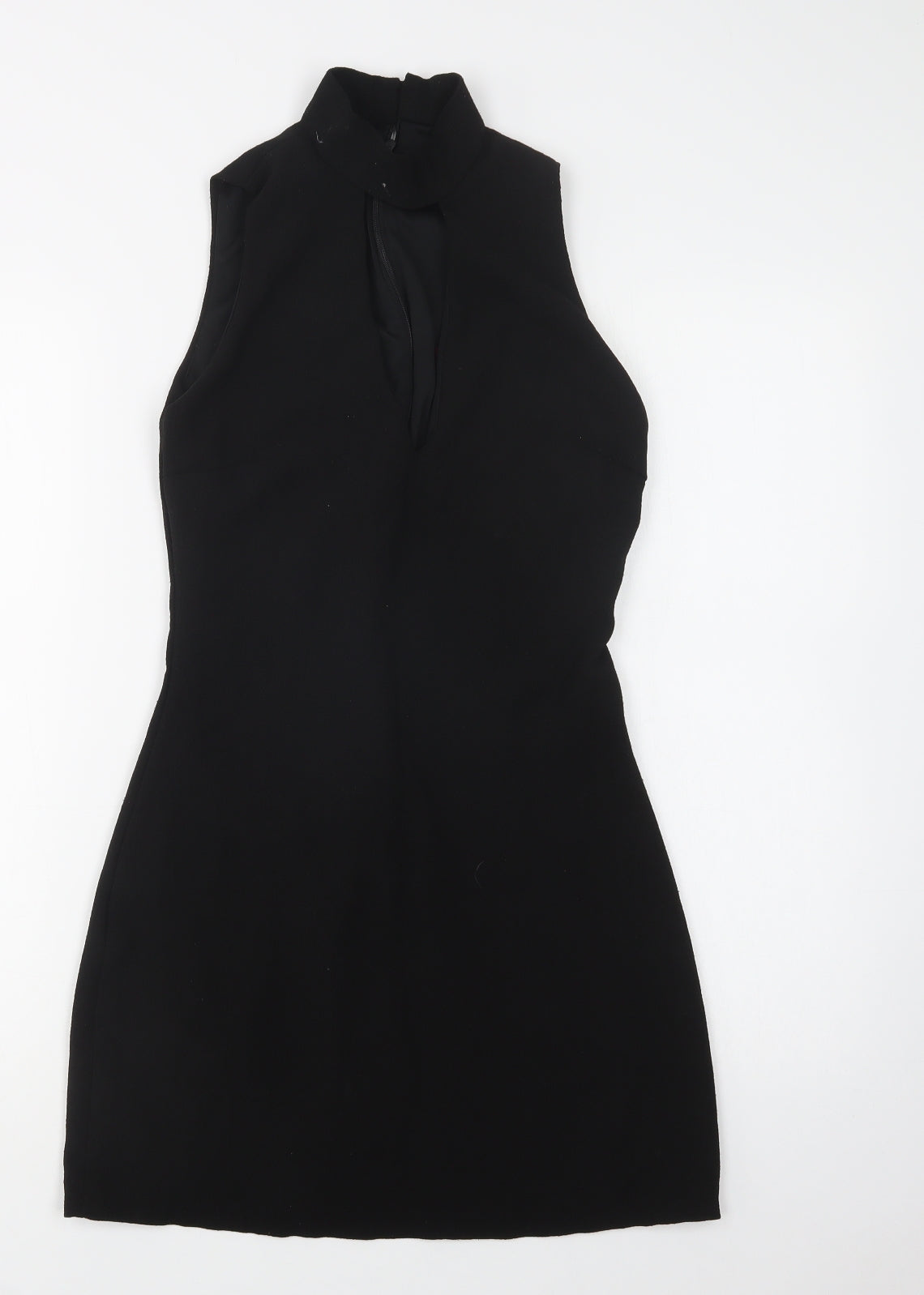 Boohoo Womens Black  Polyester Shift  Size 6  Mock Neck Zip