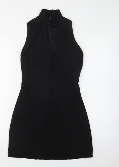 Boohoo Womens Black  Polyester Shift  Size 6  Mock Neck Zip